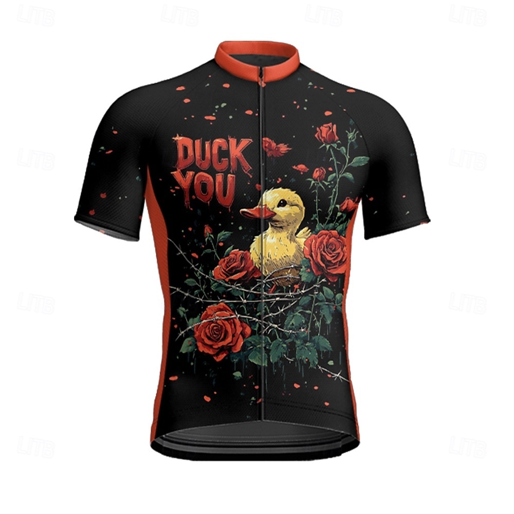 Bărbați Jersey de ciclism Manșon scurt Bicicletă Tricou Tee Jerseu cu 3 buzunare spate Ciclism montan Respirabil Uscare rapidă Proiectare anatomică Wicking Roz Închis Negru Alb Animal Desene Animate 2025 - $25.99 –P15