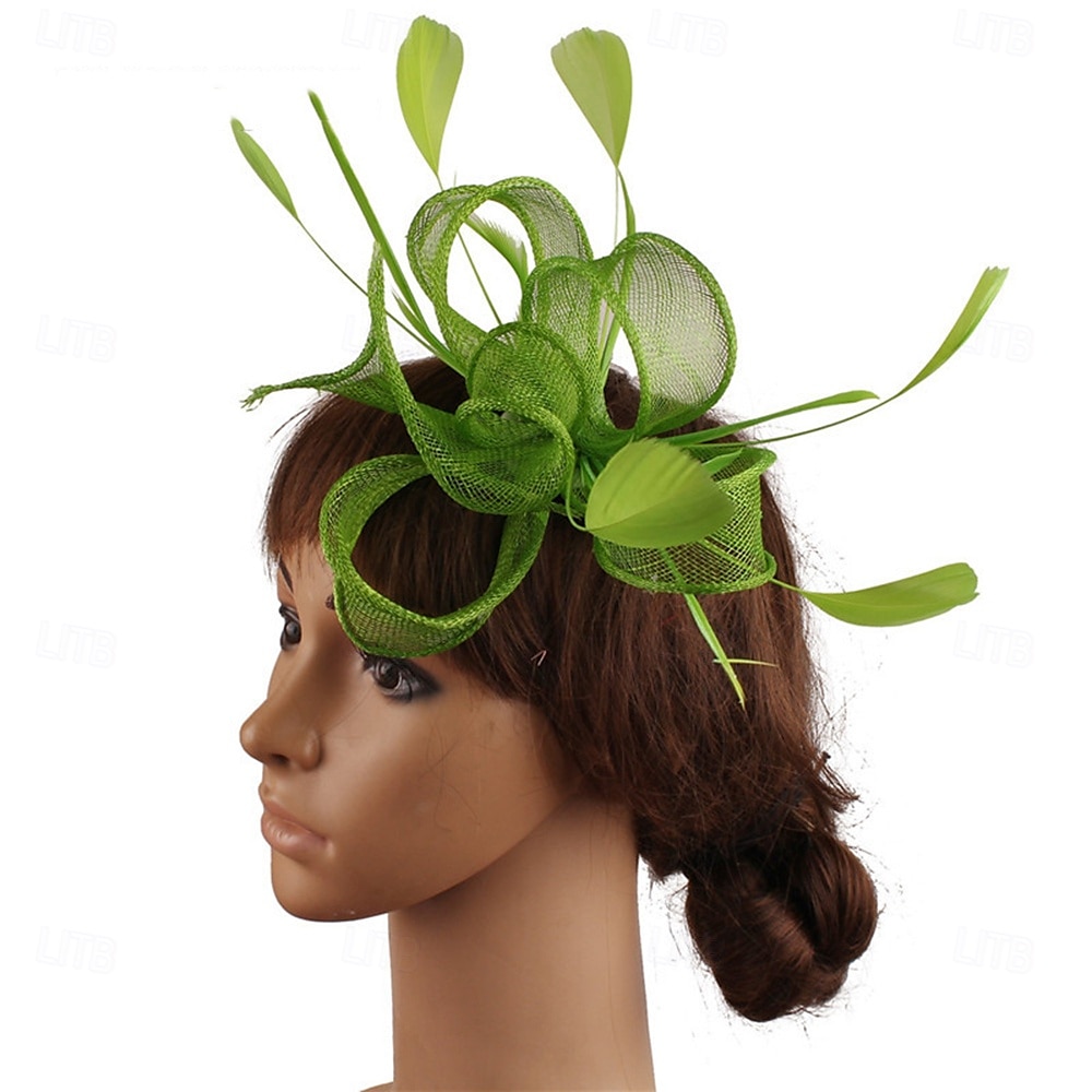 Kopfstück Federn Sinamay Hochzeit Abendgesellschaft Elegant Hochzeit Mit Feder Kopfschmuck Kopfbedeckung 2025 - $20.99 –P4