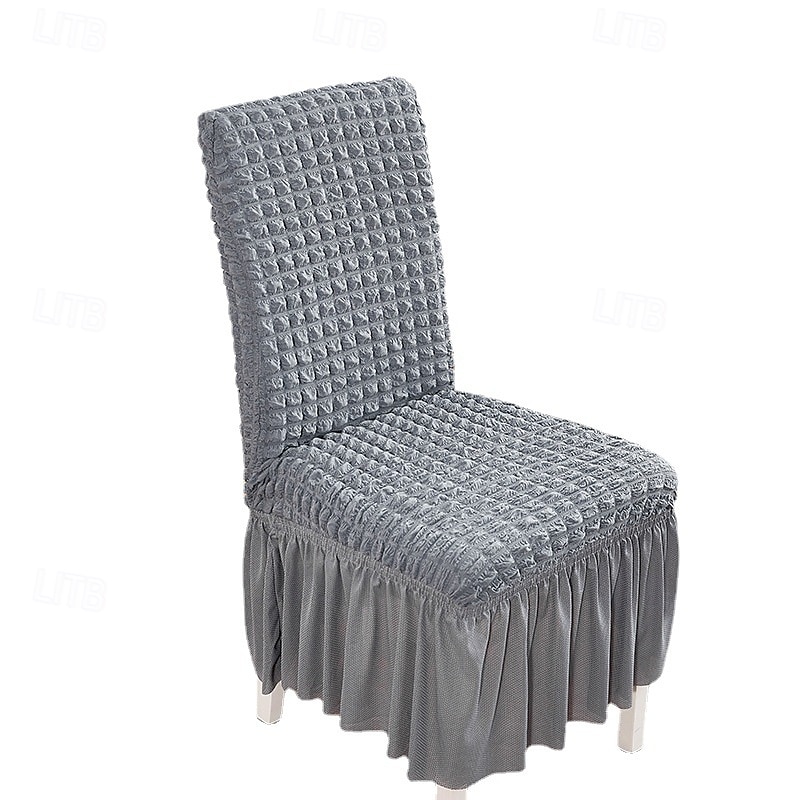 capas para cadeiras de jantar, capa elástica para cadeira removível e lavável capa para cadeira sala de jantar cor sólida xadrez pequeno com saia capas para cadeiras de banquete poliéster de 2025 por $15.49 –P5