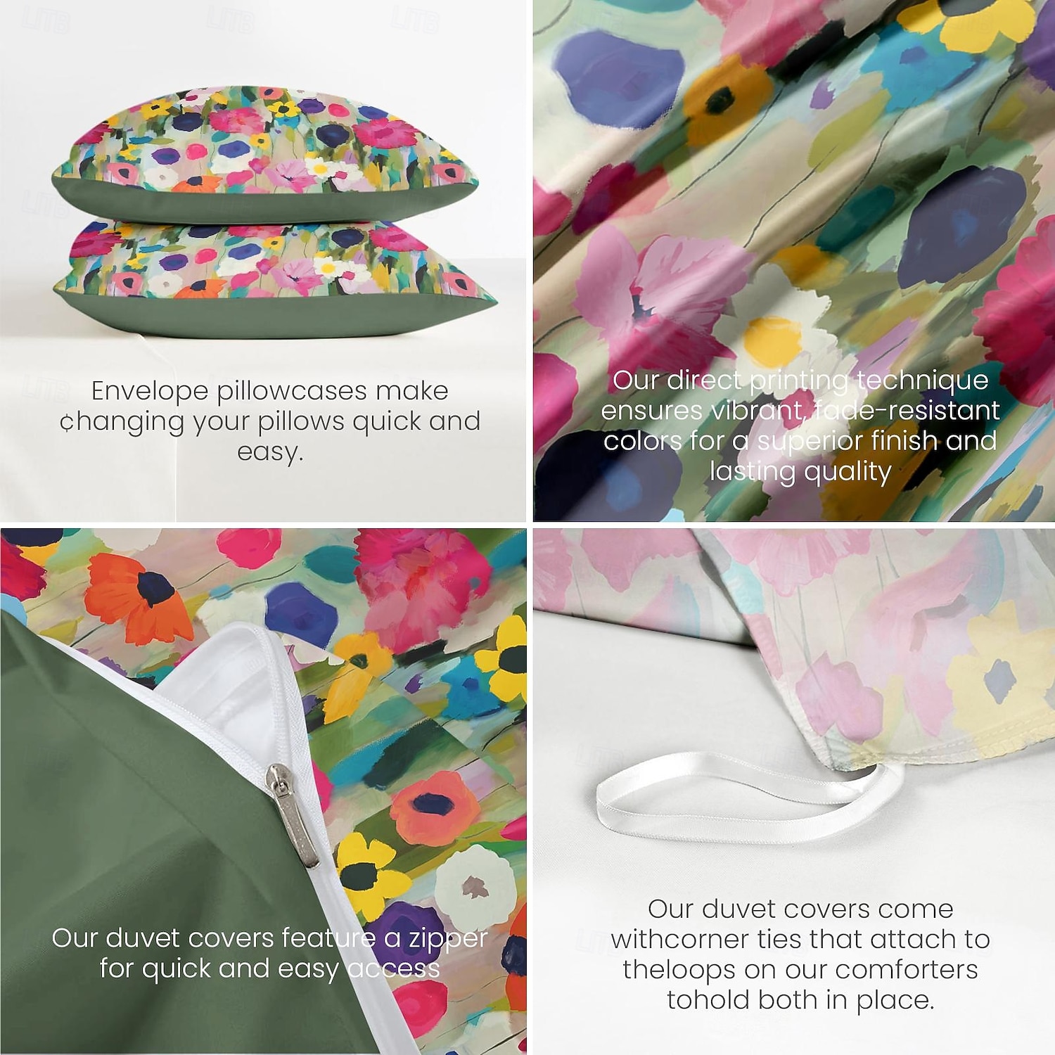 Zestaw poszewek na kołdrę w kwiaty 100% bawełna miękkie i oddychające pościel w kolorowe kwiaty lekka i trwała narzuta wygodna na każdą porę roku łatwa w pielęgnacji 2026 - $67.99 –P3