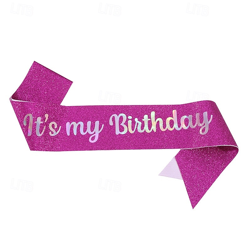 fascia per festa di compleanno in tessuto elastico glitterato, fascia "è il mio compleanno", cintura scintillante per feste per decorazioni per feste di compleanno per bambine del 2025 a $4.99 –P15