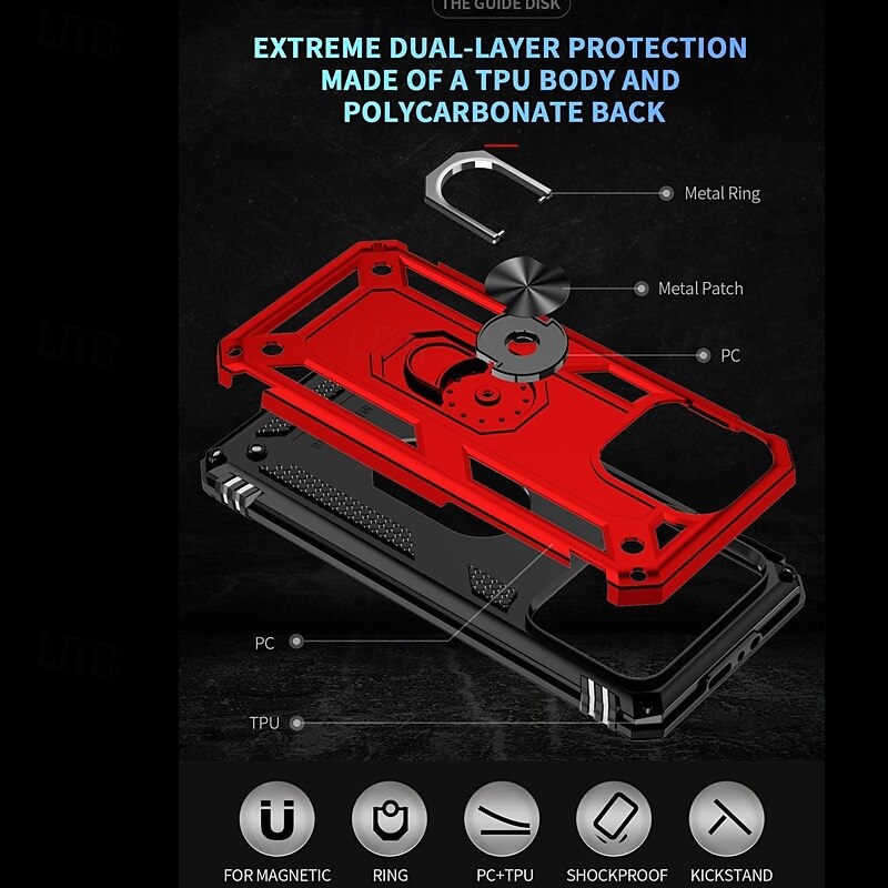 Чехол для iPhone 16 Pro Max Plus iPhone 15 Pro Max Plus iPhone 14 13 12 11 Pro Max Plus задняя крышка с кольцевым креплением магнитный ударопрочный ретро TPU PC 2025 - $17.99 –P1