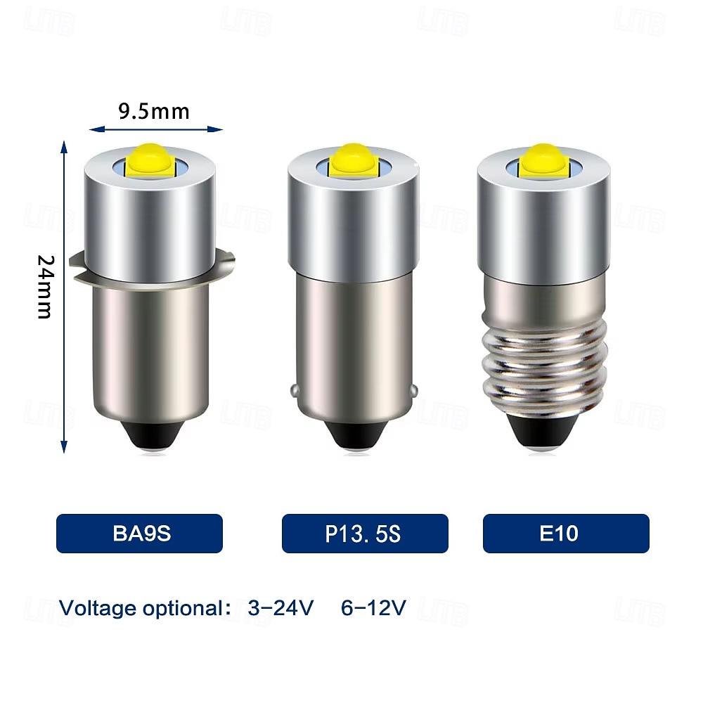 2025年 6 個 懐中電灯 LED 電球 照明光源 P13.5S BA9S E10 LED 電球 3W プラグインライト 高輝度小型電球 3V 6V 12V 24V 1 LED ビーズ 3535 温白色 白  コレクション – $34.99 –P2