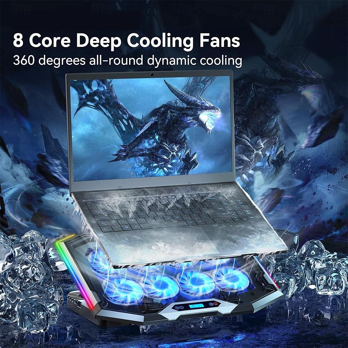 Support de refroidissement pour ordinateur portable de jeu avec 8 ventilateurs de refroidissement pour ordinateur portable de 15 à 17,3 pouces, support de refroidissement avec 6 hauteurs réglables de 2025 ? $125.99 –P5