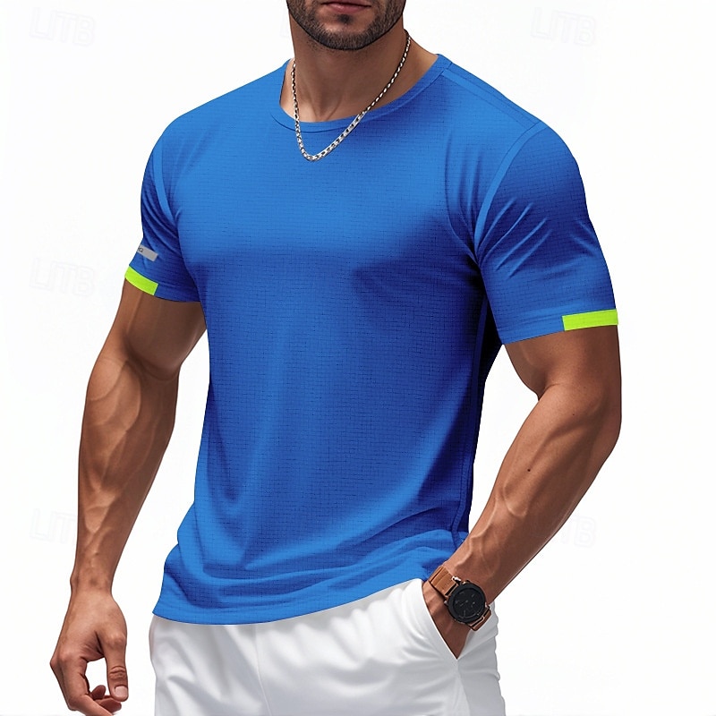 Men's Tee Short Sleeve Shirt Tee Top Short Sleeve Crewneck Spring & Summer Solid / Plain Color Fashion Designer Quick Dry Reflective Strip Vacation Street Going out Black White Red Top Tee for Men 2025 - $14.99 –P12