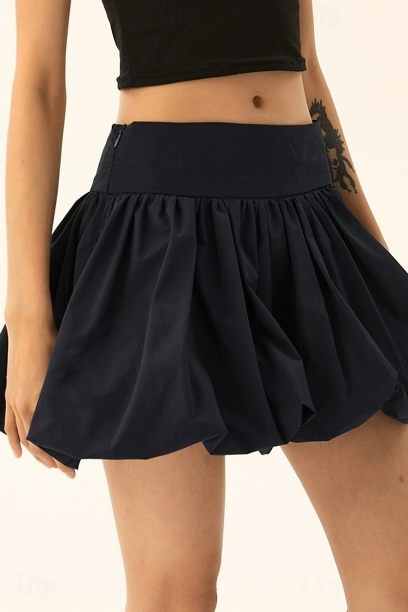 Dámské Sukně Minisukně Módní Mini Střední vzestup Sukně Bez vzoru Nabírané šaty Lehce elastické Dovolená ulice Černá Růžová Velbloudí Šedá Léto Polyester 2025 - $21.99 –P12