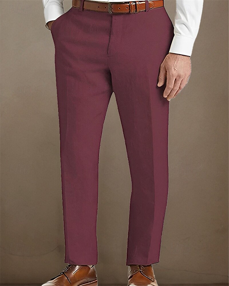 Men's Linen Pants Trousers Summer Pants Beach Pants Pocket Buttons Plain Comfort Breathable Vacation Daily Holiday Hawaiian Boho Black White 2025 - $25.99 –P10