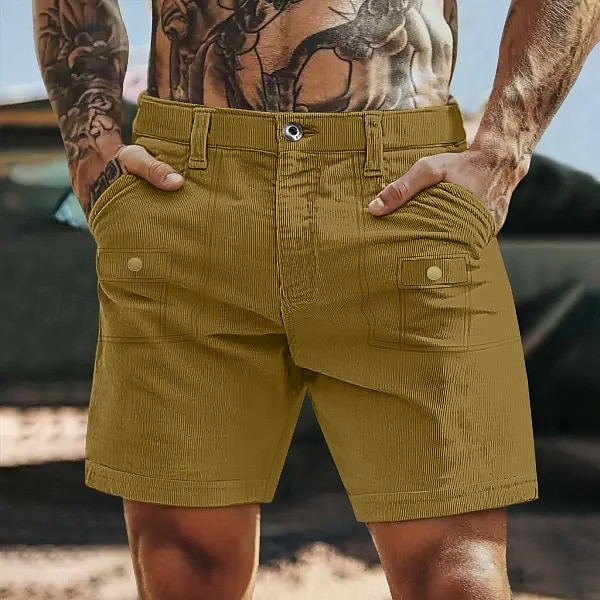 Hombre Pantalón Corto Cargo Pantalones cortos casuales Pantalones cortos de pana Botones Multi bolsillo Pierna recta Plano Transpirable Dispersor de humedad Longitud de la rodilla Exterior Casual 2025 - $23.99 –P8
