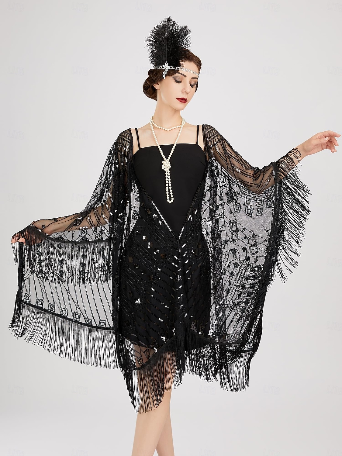Retro Řvoucí 20s 20. léta 20. století šátek Wrap Přehozy přes ramena Velký Gatsby Buben dívka Flitry Třásně Maškarní kostým Dámské Karneval Svatební Večerní oslava Plesová maškaráda Dospělé Šátek 2025 - $32.99 –P7