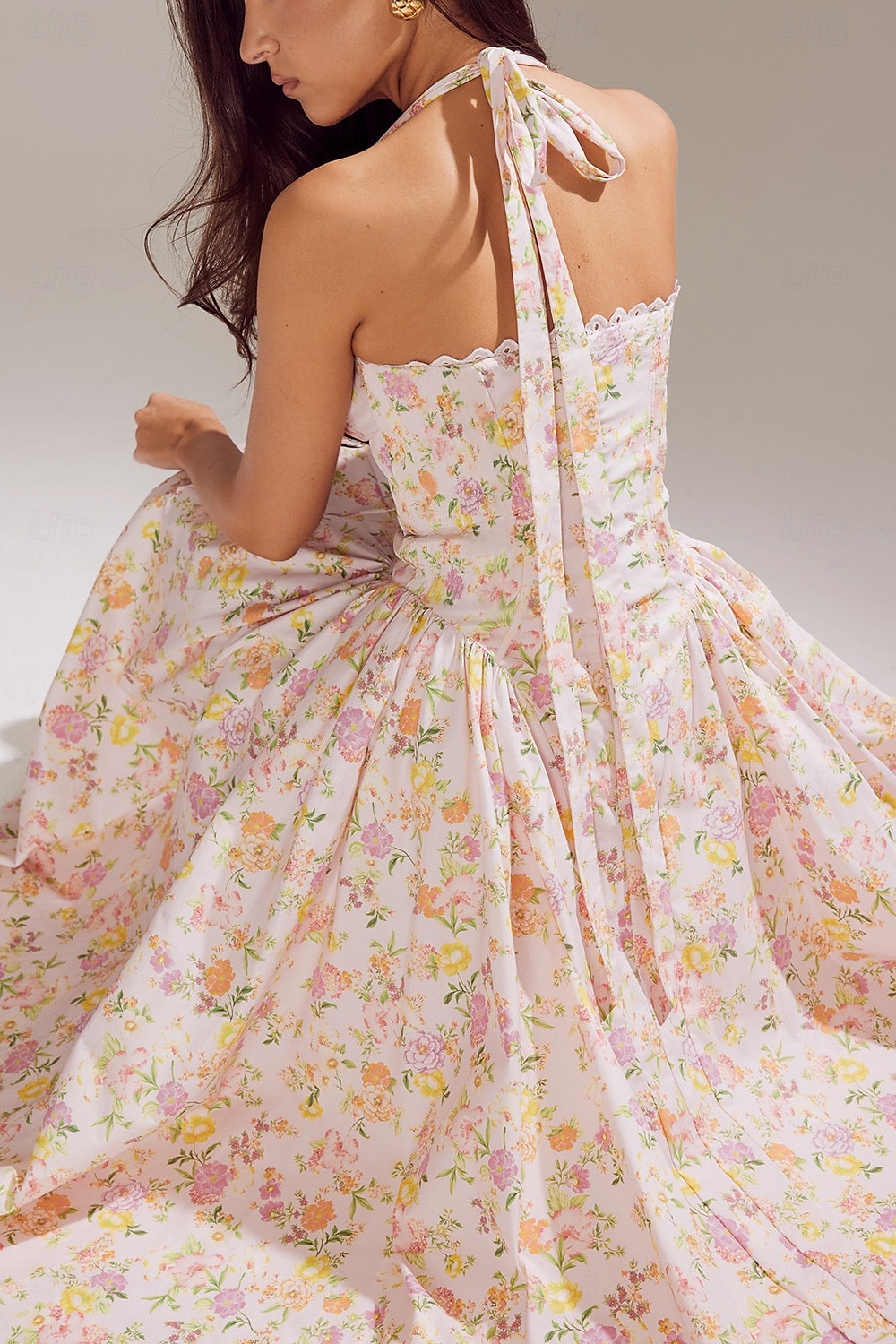 Retro Vintage Medieval Renaissance Midi Dress Flare Dress Ren Faire Halter Regency Inspired Floral Women's Masquerade Wedding Vacation Casual Daily Adults' Dress Summer 2025 - $32.99 –P8