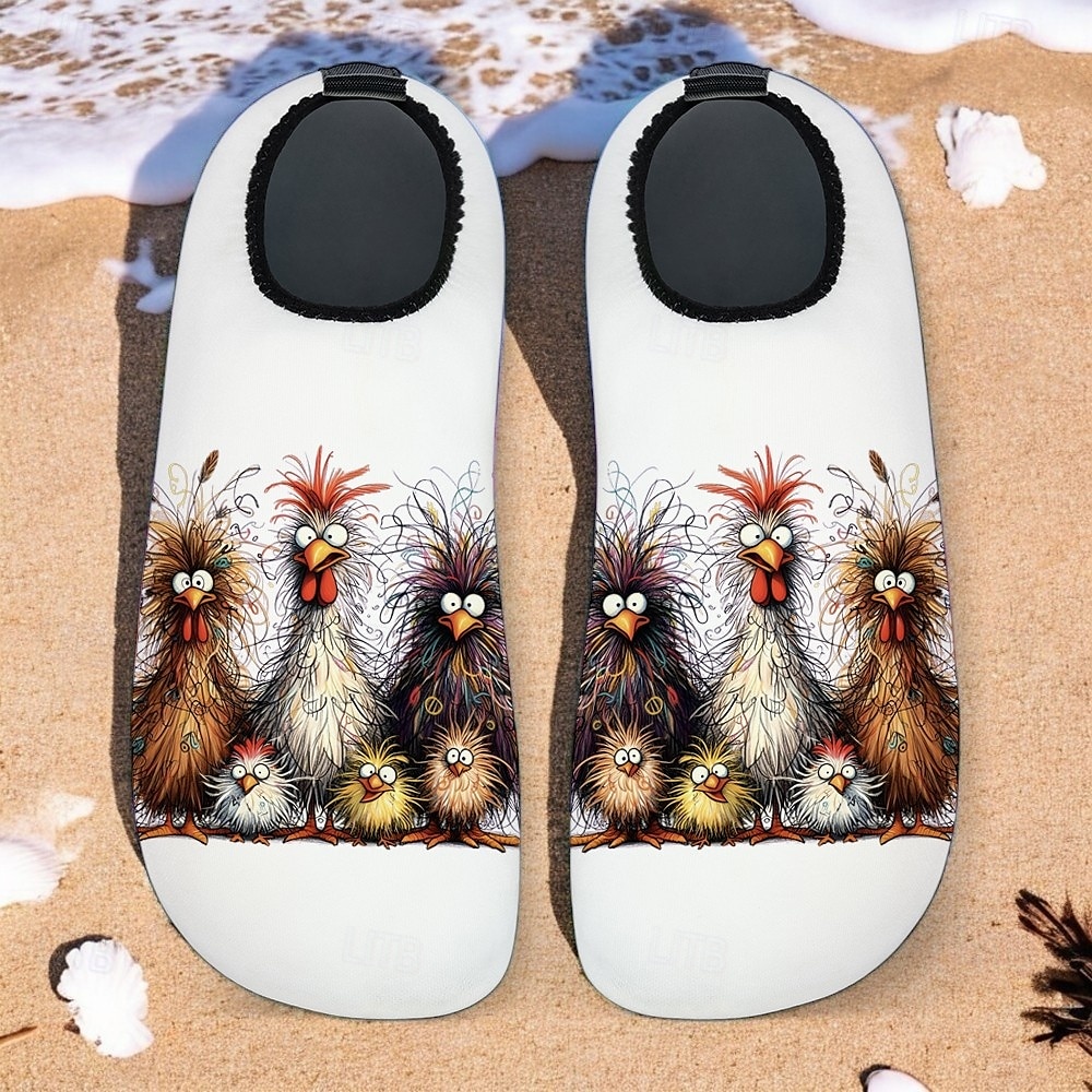 Men's Funny Beach Water Shoes - Cartoon Chicken Print, Quick-Dry Aqua Socks for Swimming, Surfing & Outdoor Activities 2025 - $24.99 –P3