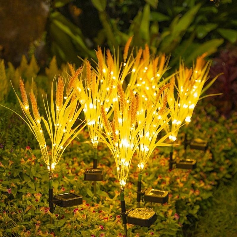 2 stk LED-solar utendørs lys, hvete øre simulering design, jord plug-in lamper for uteplass, gårdsplass, hage, plen, sti, bryllup, fest og festival landskap dekorasjon 2025 - $32.99 –P2