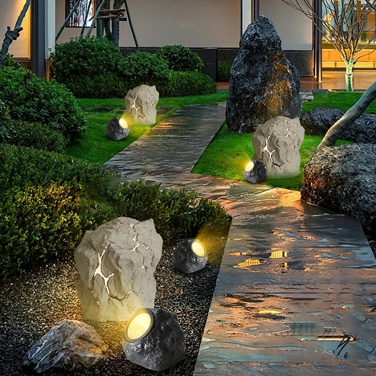 led solenergi utomhusljus spotlights bärbar vattentät led varmvit/vit spotlight landskapssimulering stenljus för trottoar innergård gräsmatta belysning 1st 2025 - $50.99 –P6