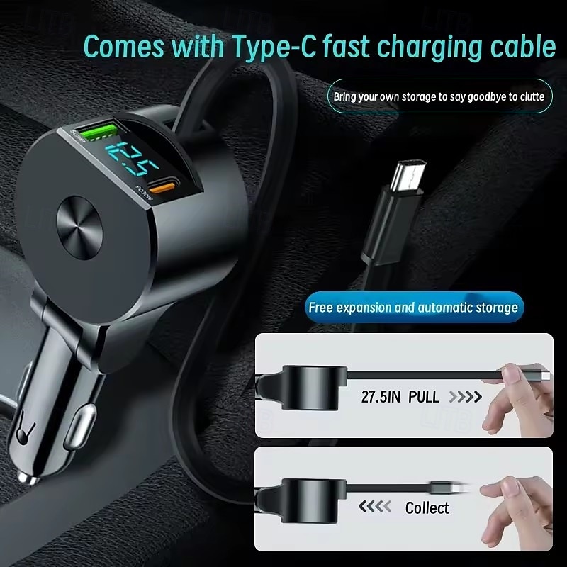3-in-1 Car Cigarette Lighter Charger 30w High Power Freely Extendable Automatic Storage Car Super Fast Charging 2025 - $25.99 –P2