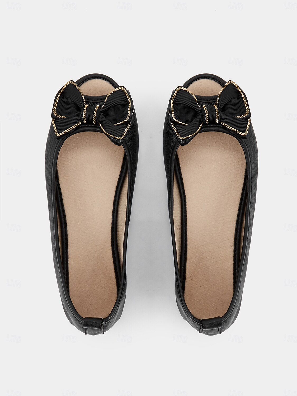 balerini negri matlasați, cu vârf deschis, cu fundă - pantofi șic cu slip-on pentru birou și purtarea de zi cu zi 2025 - $18.99 -P3