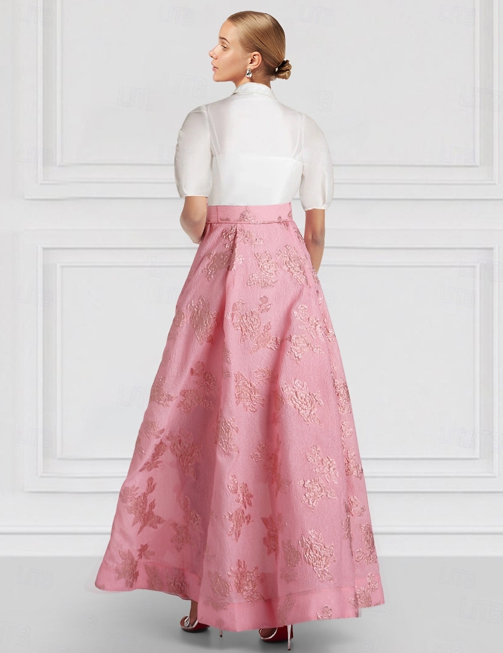 Krój A Sięgająca podłoża Sukienka koszulowa Suknia Suknia wieczorowa Rękaw 1/2 Kołnierzyk koszuli Elegancja Zabytkowe Kwiaty Formalny Gość weselny Nylon Sukienka dla matki panny młodej z Kwiatowy wzór 2025 - $139.99 –P2