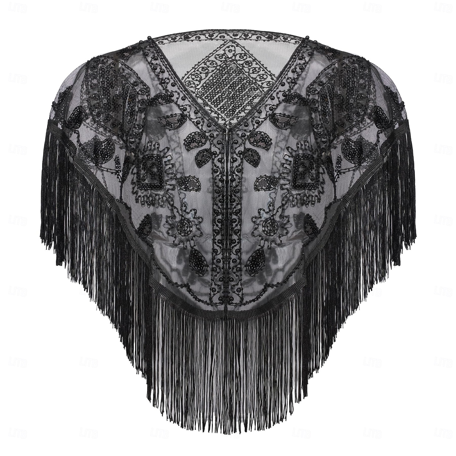 Retro Vintage Roaring 20s 1920s Scarf Wrap Shawls The Great Gatsby Flapper Girl Sequins Tassel Fringe Fancy Dress Women's Carnival Wedding Evening Party Masquerade Adults' Shawl 2025 - $22.99 –P8