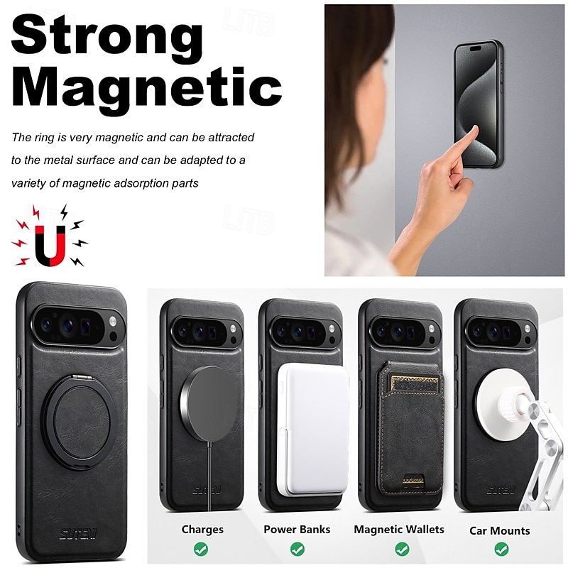 Phone Case For Google Pixel 9 Pro Pixel 9 Pro XL Pixel 8 Pro Pixel 8 Pixel 9 Pixel 7 Pixel 7 Pro Pixel 6 Pixel 6 Pro Back Cover with Stand Holder Magnetic Support Wireless Charging Retro TPU PU 2025 - $25.99 –P11