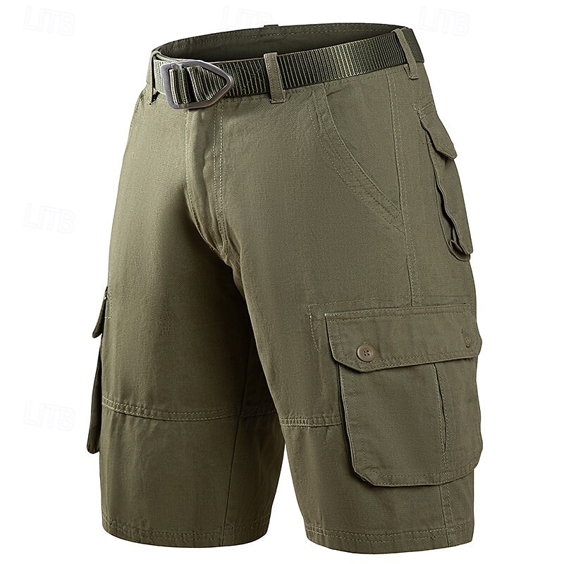 Herren Cargo-Shorts Shorts Bermudashorts Freizeitshorts Mehrere Taschen Gerader Schnitt Einfach Atmungsaktiv Feuchtigkeitsableitend Knielang Outdoor Lässig Campen und Wandern Mode Streetwear Schwarz 2025 - $25.99 –P2
