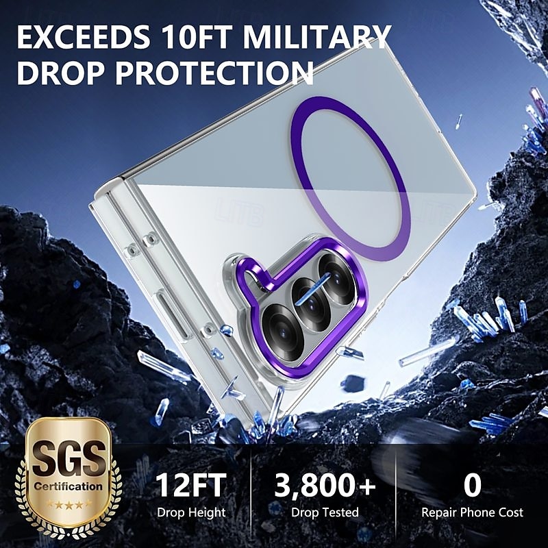 Phone Case For Samsung Galaxy Z Fold 3 Back Cover Magnetic Support Wireless Charging Shockproof Retro PC 2025 - $24.99 –P9