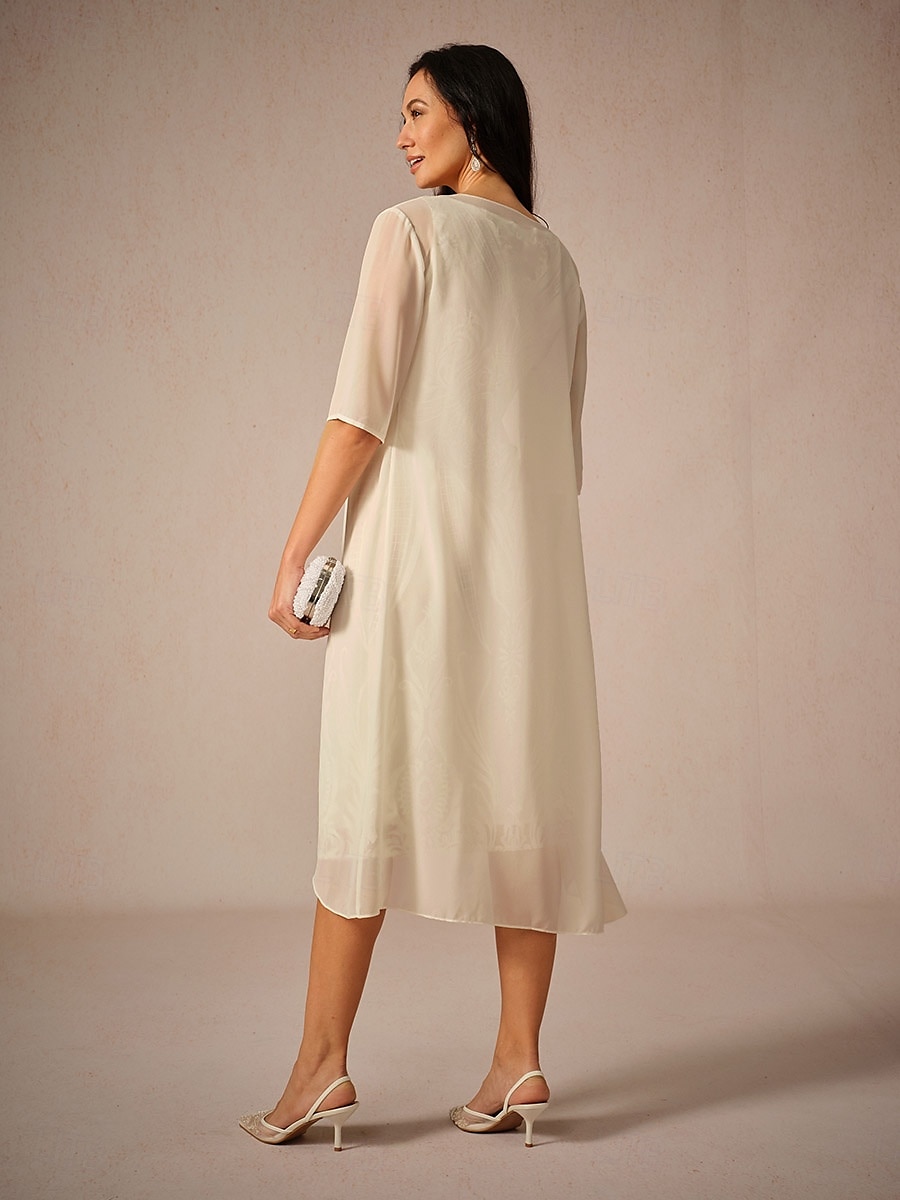 dam chiffong cover-up jacka enfärgad elegant elegant halvärm champagne sommar vår 2025 - $29.99 –P6