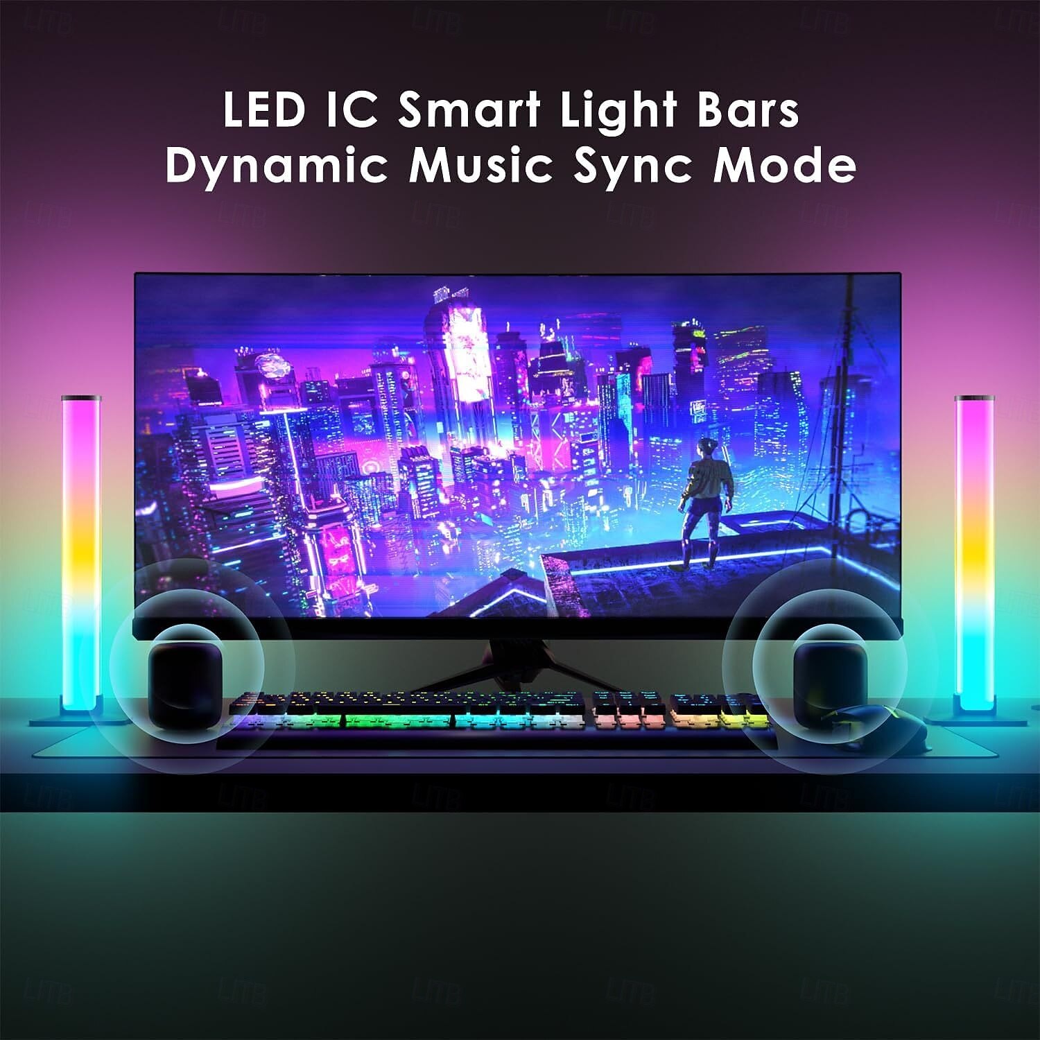 شريط إضاءة ذكي LED لغرفة الألعاب ومصباح تلفزيوني بإضاءة خلفية ذكية لغرفة النوم وغرفة المعيشة 2025 - $33.99 –P5