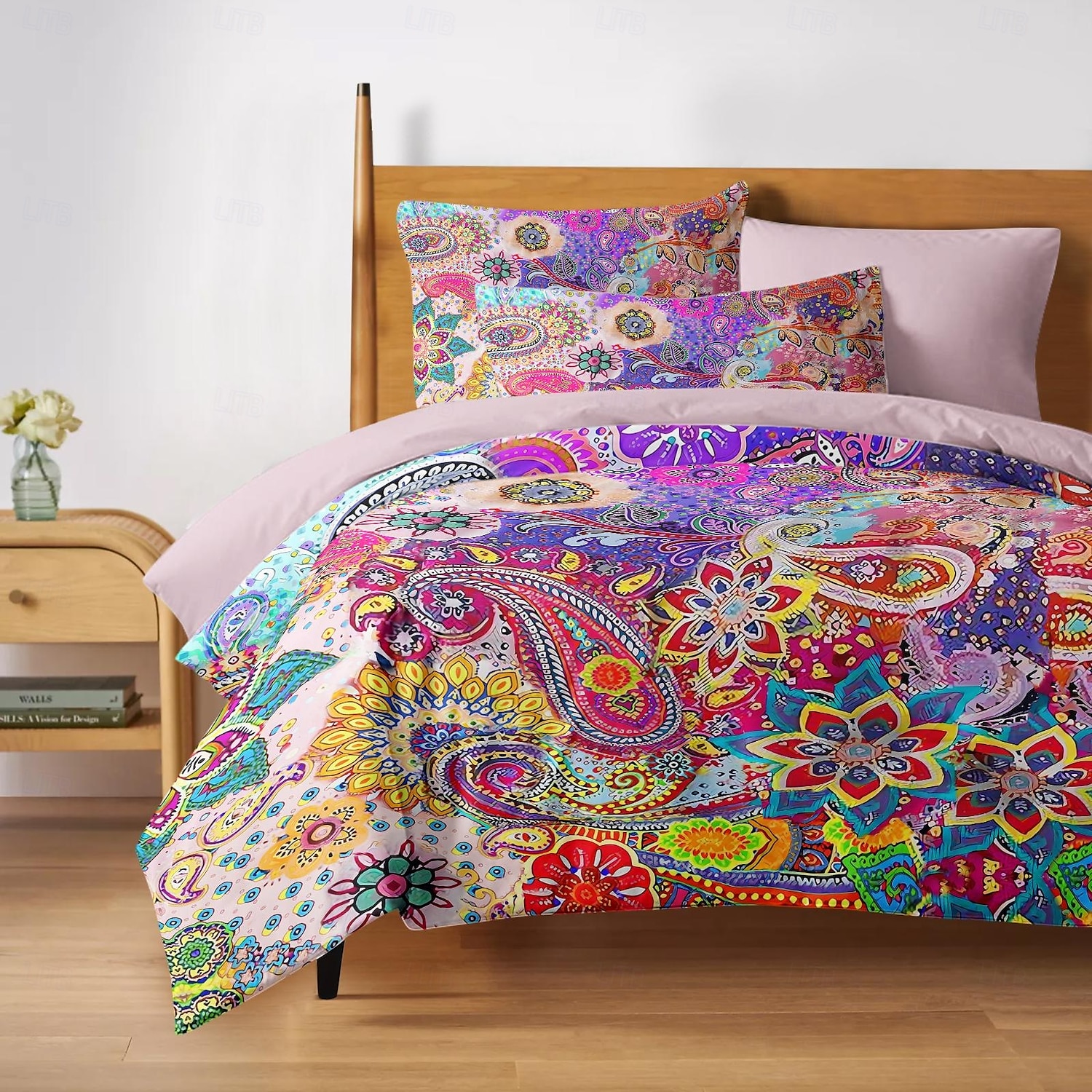 Set di copripiumino bohemien 100% cotone biancheria da letto morbida e traspirante con fiori colorati copripiumino leggero e resistente comodo per tutte le stagioni facile da mantenere del 2025 a $68.99 –P2