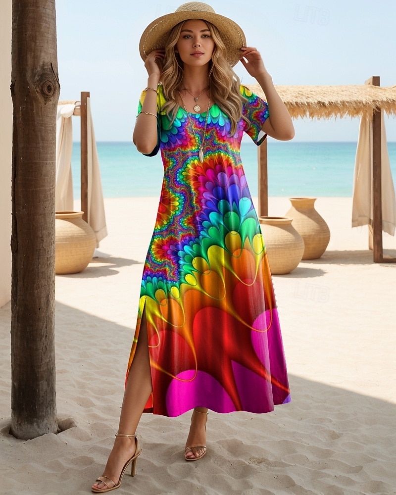 בגדי ריקוד נשים שמלת מידי שמלת קיץ שמלה עם כיווץ במותן חופשה יום יומי בוהו פרפר חופשה ליציאה רגיל פרחוני גראפי קשת שרוולים קצרים צווארון צווארון פול אדום כתום סגול בהיר סגול קיץ 2026 - $25.99 –P5