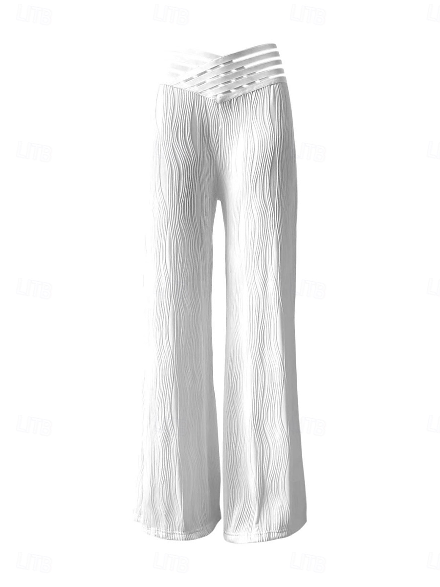 Γυναικείο Παντελόνι Wide Leg Chinos Χαλαρά Για τη Μόδα Δυνάμεις Δρόμου Πλήρους Μήκους Υψηλής Μέσης Απλός Ελαστικός Ζωνάκι Τρύπα Άνετα Μαλακά Άνετα Μικρο-ελαστικά Εξωτερικό Δρόμο Μαύρο Λευκό Κίτρινο 2025 - $26.99 –P2
