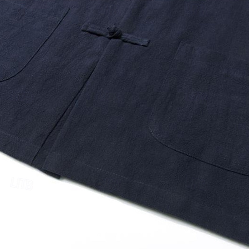 Per uomo Camicia camicia di lino Maglietta informale Camicia con bottoni Camicia di cotone Liscio Da mare Hawaiano Nero Blu marino Cachi Manica lunga A fascia Primavera Abbigliamento Tasca frontale del 2025 a $25.99 –P13
