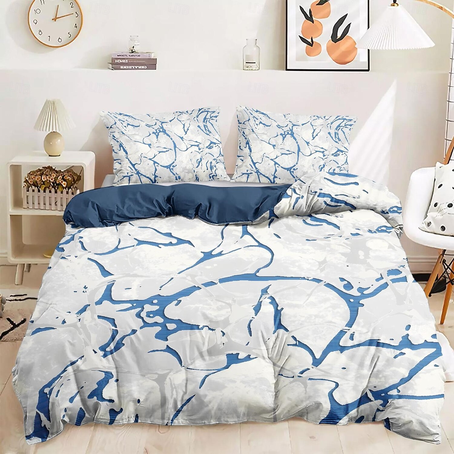 Capa de Edredom de Impressão de Mármore Tamanho Queen Conjunto de Roupa de Cama Conjunto de Capa de Colcha Cobertura de Edredom Macia Leve com 2 Fronhas para Verão Primavera de 2025 por $60.99 –P5