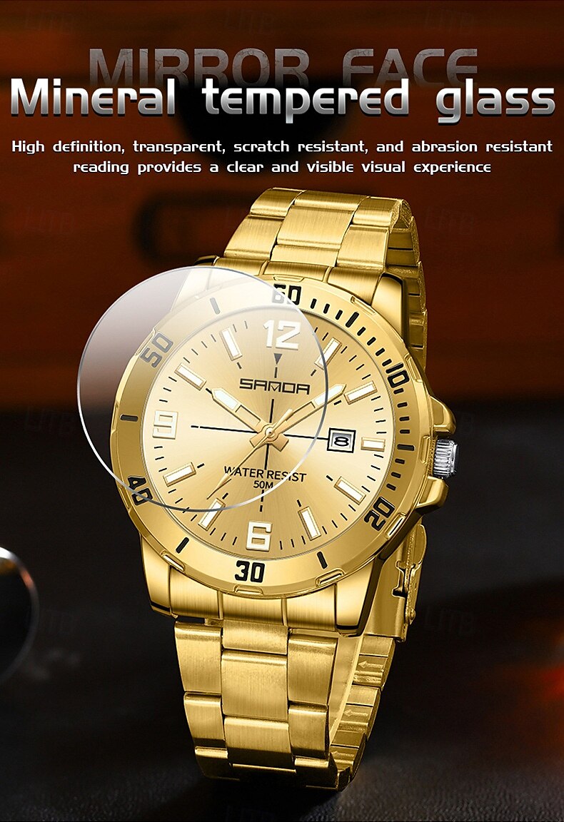 SANDA 3265 Men's Quartz Watch Simple and Fashionable Large Dial Night Light Waterproof Band Calendar Wristwatch 2025 - $34.99 –P13