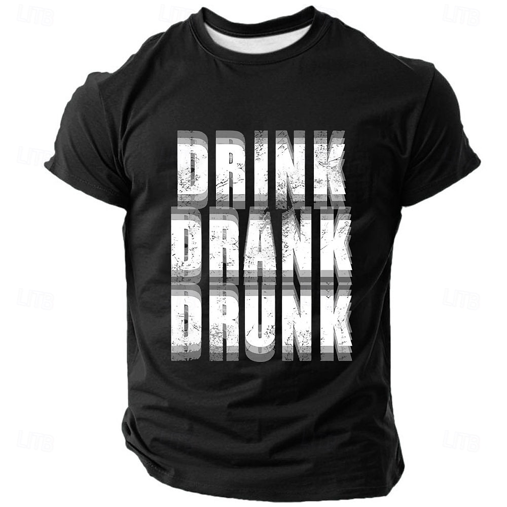 Maglietta da Uomo Grafica Divertente 'Drink Drank Drunk' Stile di Vita Alcolico a Maniche Corte del 2026 a $19.49 –P4