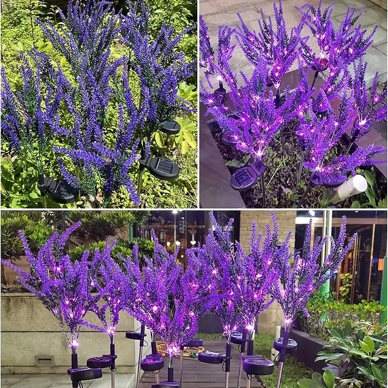 2 Pcs LED Solar Outdoor Lights Garden Light Lavender Simulation Plant Patio Lights Wedding Holiday Garden Walkway Villa Yard Landscape Atmosphere Lawn Light 2025 - $29.99 –P9