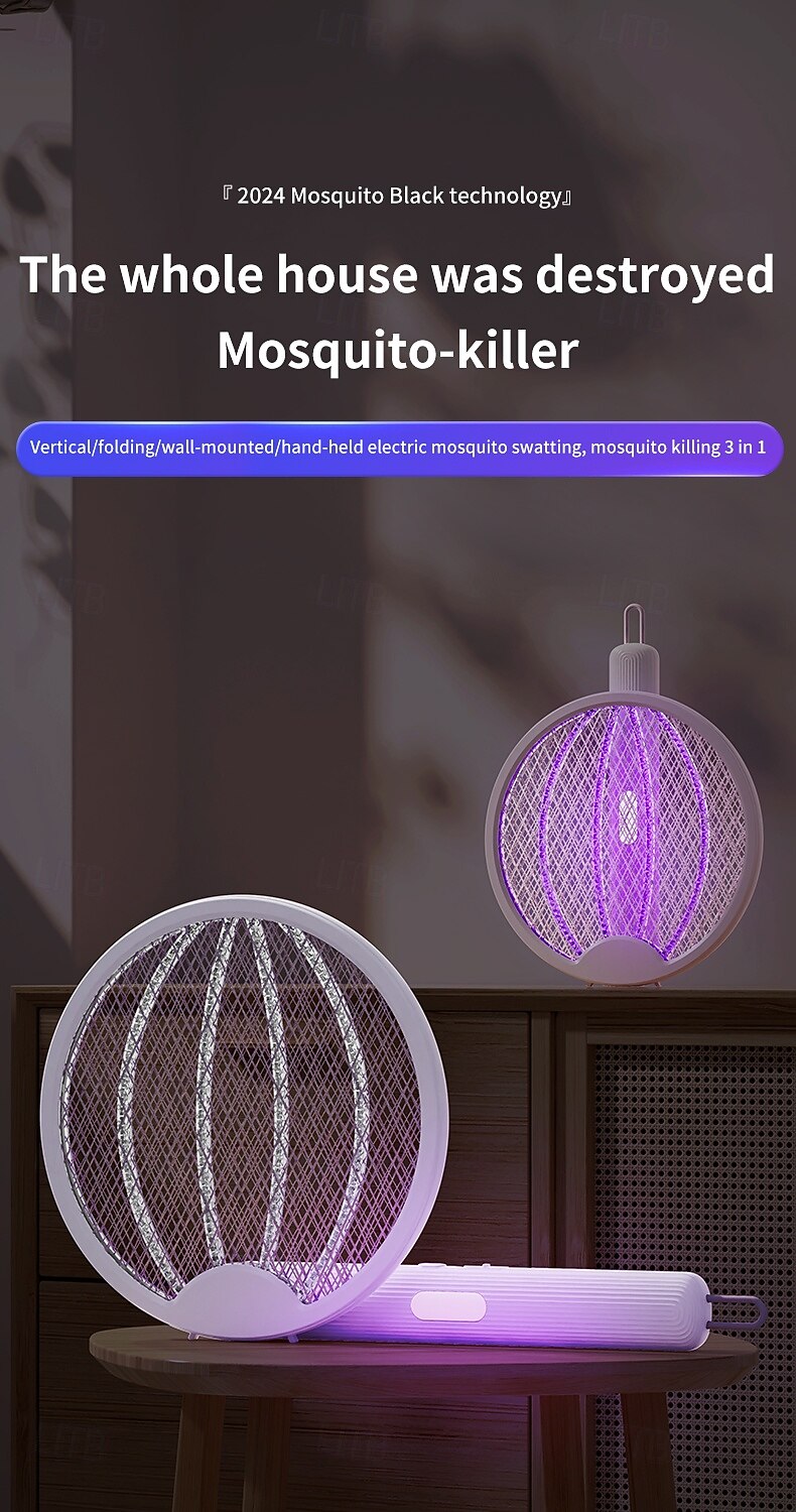 USB 2-in-1 Folding Mosquito Swatter Lamp – Rechargeable Electric Fly Killer for Dormitory and Home Use 2025 - $22.99 –P1