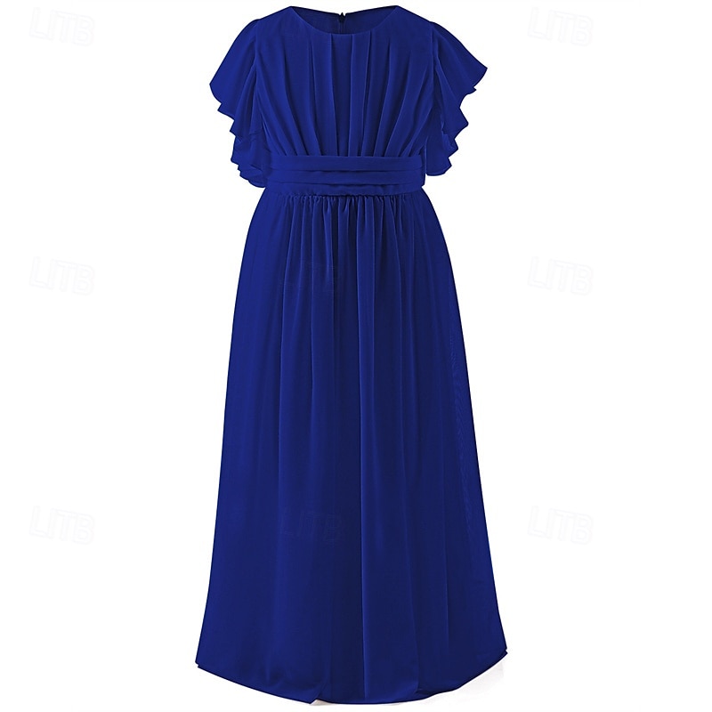 Robe de Demoiselle d'Honneur Fille enfants Fille Robe de soirée Robe de princesse Utilisation Mariage Soirée Elégant Magnifique Couleur unie Sans Manches Col Ras du Cou Rouge vin Noir 4 ans et + de 2026 ? $42.99 –P5