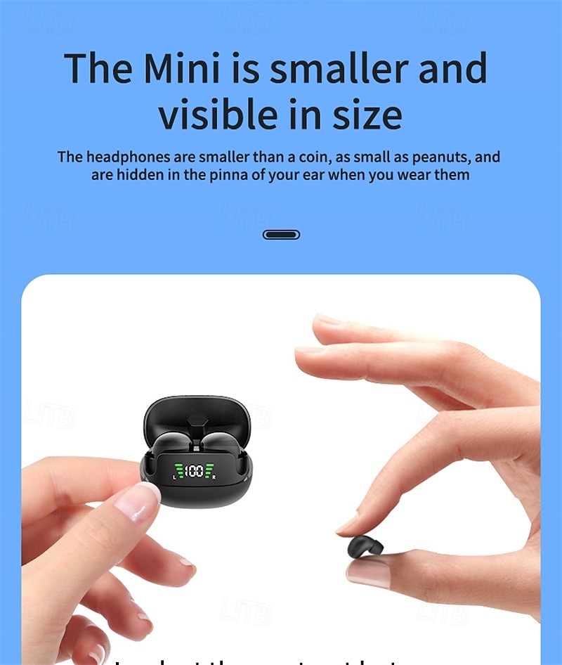 Ультрамаленькие мини-беспроводные Bluetooth наушники в форме арахиса невидимые внутриушные водонепроницаемые с шумоподавлением 2025 - $31.99 –P5