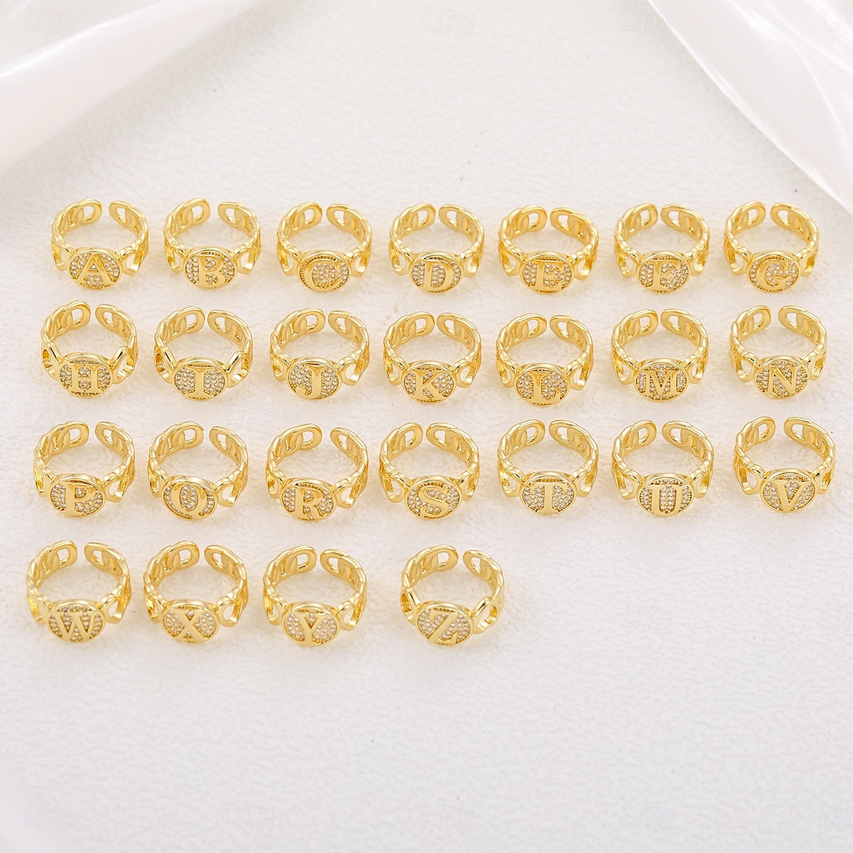 gepersonaliseerde letterring, cadeau voor moeder, 18k vergulde koperen ring, glad hartontwerp, verstelbare open band met zirkoon, stijlvolle en veelzijdige sieraden voor vrouwen 2025 - $5.99 –P16