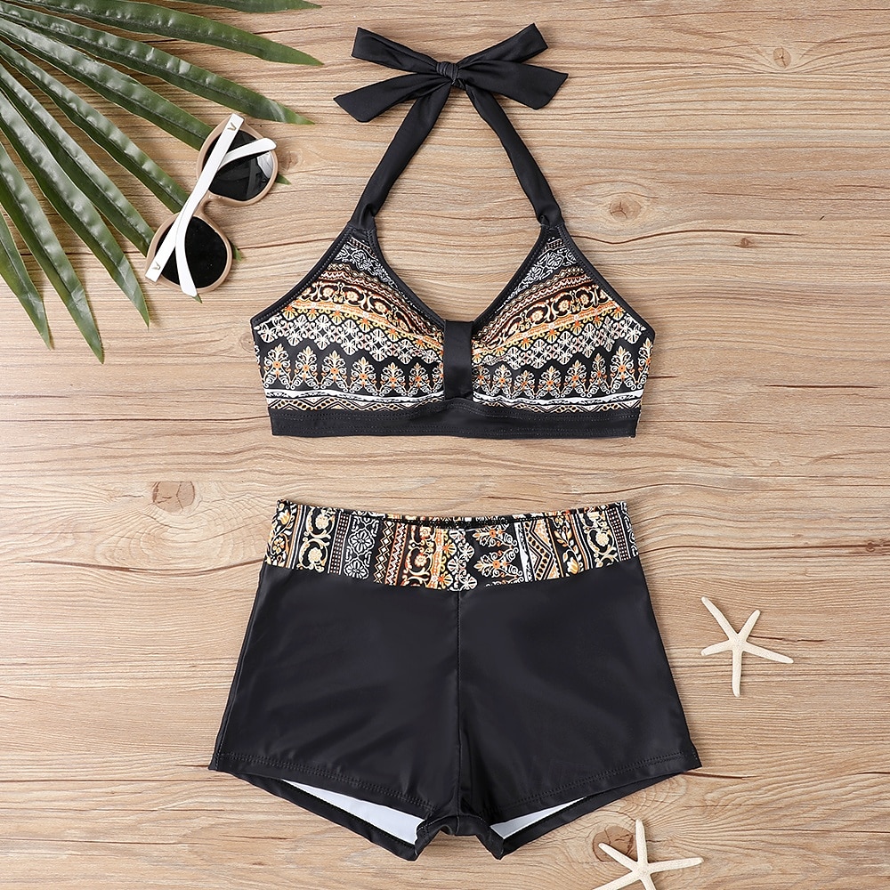 Damen Badeanzug Bikini Zweiteilig Monokini Freche Unterhose Bademode Gestrickt Urlaub Tropisch Farbblock Gestreift Stürzen Ärmellos Badeanzüge 2025 - $22.99 –P3