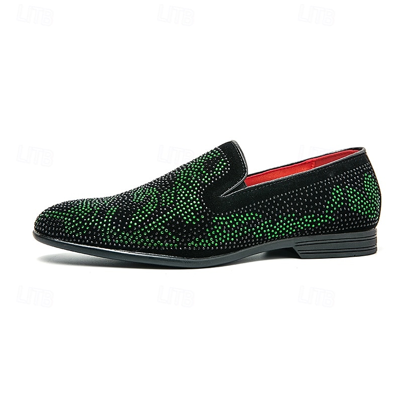 pantofi de bal pentru bărbați - pantofi de catifea cu model piele de șarpe verzi și negri pentru declarații îndrăznețe de modă 2026 - $54.99 –P3