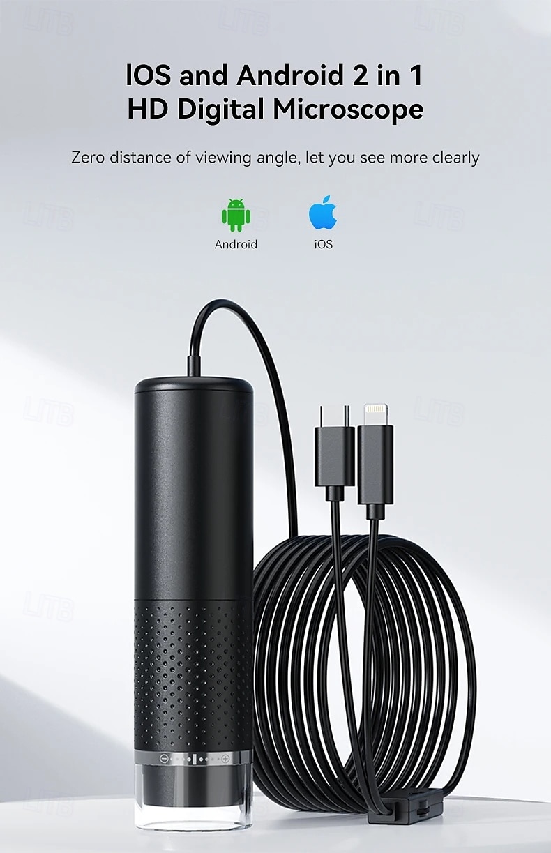 Type-C 2in1 Digital Microscope Portable 8LED 1600X Magnification Endoscope for iPhone Android Phone Inspection Camera Microscope 2025 - $55.99 –P1