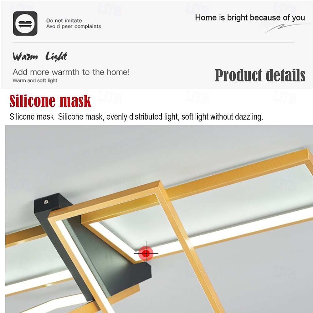 Modern Ceiling Light LED Dimmable Stereo 2 Head 4 Head Square Ceiling Light with Remote Contr Living Rooms Dining Rooms AC110V AC220V 2025 - $200.19 –P8