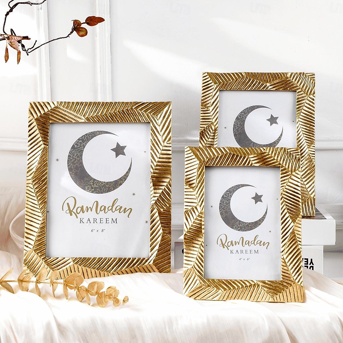 Ramadan Gold Resin Photo Frame, Vintage Picture Frame 4x6, 5x7, 6x8 Inch, Horizontal and Vertical Display, Islamic Festive Home Decor for Bedroom, Study, Office Desk 2025 - $14.49 –P1