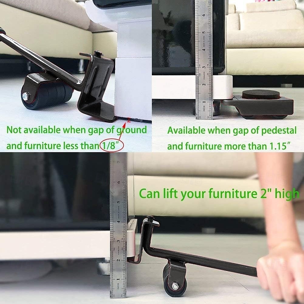 Möbeltransporter mit Rädern &Hebeset, 360°-Lenkrollen, 400 kg Tragkraft, Möbelwagen zum Bewegen schwerer Möbel, Kühlschrank, Sofa, Schrank 2025 - $32.99 -P5