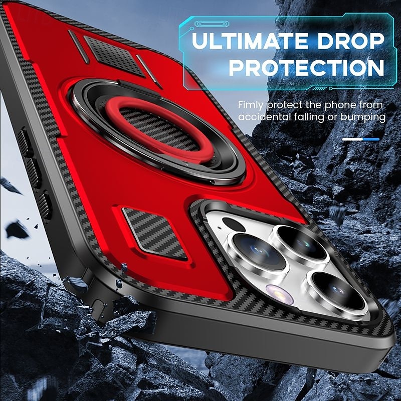 Phone Case For iPhone 16 15 14 Pro Max Plus 13 12 Pro Max Back Cover Ring Holder Shockproof Retro TPU PC 2025 - $9.99 –P5