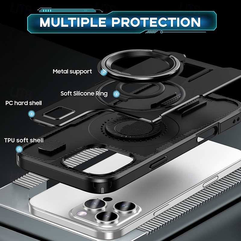 Phone Case For iPhone 16 15 14 Pro Max Plus 13 12 Pro Max Back Cover Ring Holder Shockproof Retro TPU PC 2025 - $9.99 –P3