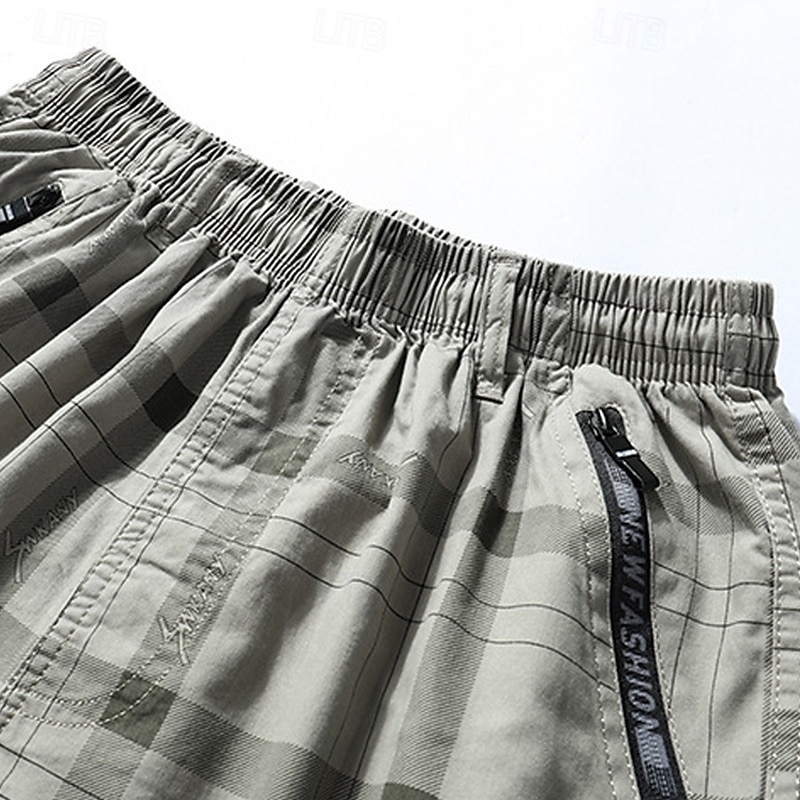 Homens Calção Shorts sociais Bermudas Shorts casuais Bermudas de Golfe Cintura elástica Bolso Com Zíper Perna reta Xadrez Conforto Sem Ferro Comprimento do joelho Escritório O negócio Diário Moda de 2025 por $20.99 –P4