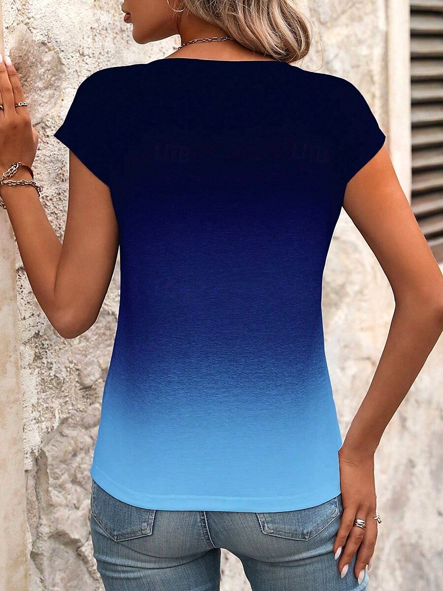 Dame Camisole Tank Top Ombre Grafisk Sommerfugl Stilfull Fritid Uten Ermer V-Hals Regular Topper Daglig Trykk Rosa Blå Sommer 2025 - $17.99 –P6