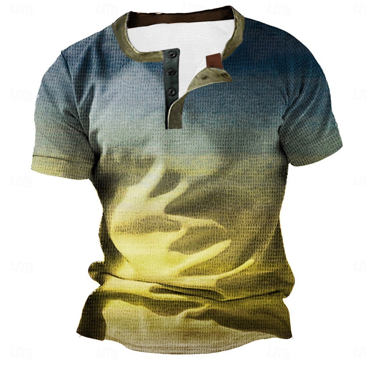 Per uomo Gradiente Camicia Henley Waffle Maglietta Waffle Camicia d'epoca Manica corta Di tendenza Originale Essenziale Esterno Giornaliero Estate Giallo Rosso Blu Azzurro cielo Arancione Henley del 2025 a $21.99 –P3