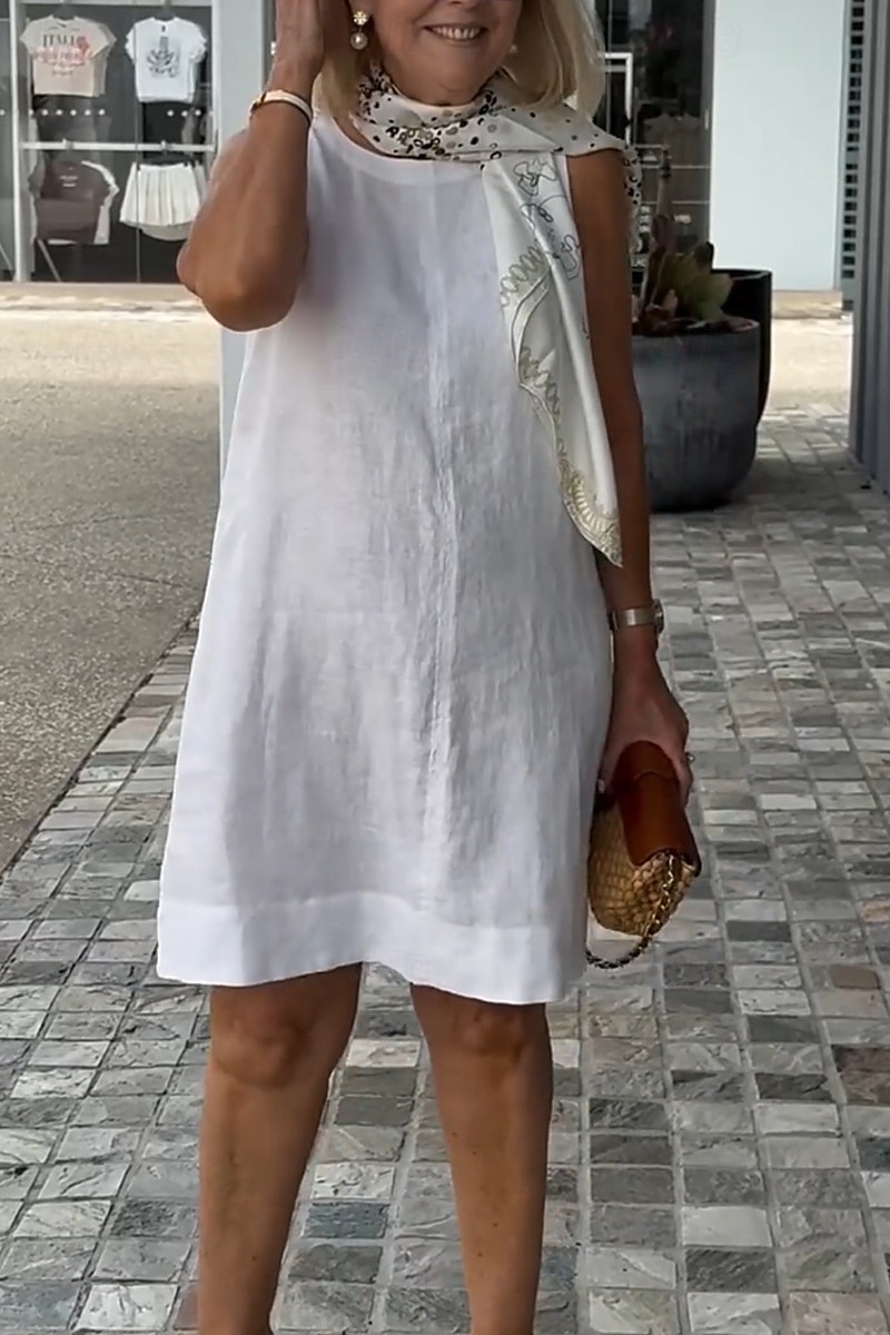 Femmes Mini Robe Robes inspirées du lin Robe débardeur Robe d'été Mode Moderne Quotidien Fête Week-end Coupe régulière Uni Sans manches Col ras du cou Noir Blanche Jaune Orange Été de 2025 ? $26.99 –P2